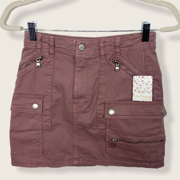 NWT Free People Avenue Mini Skirt Lilac Pink Size 25 Bohemian Boho High Rise New - Picture 4 of 12